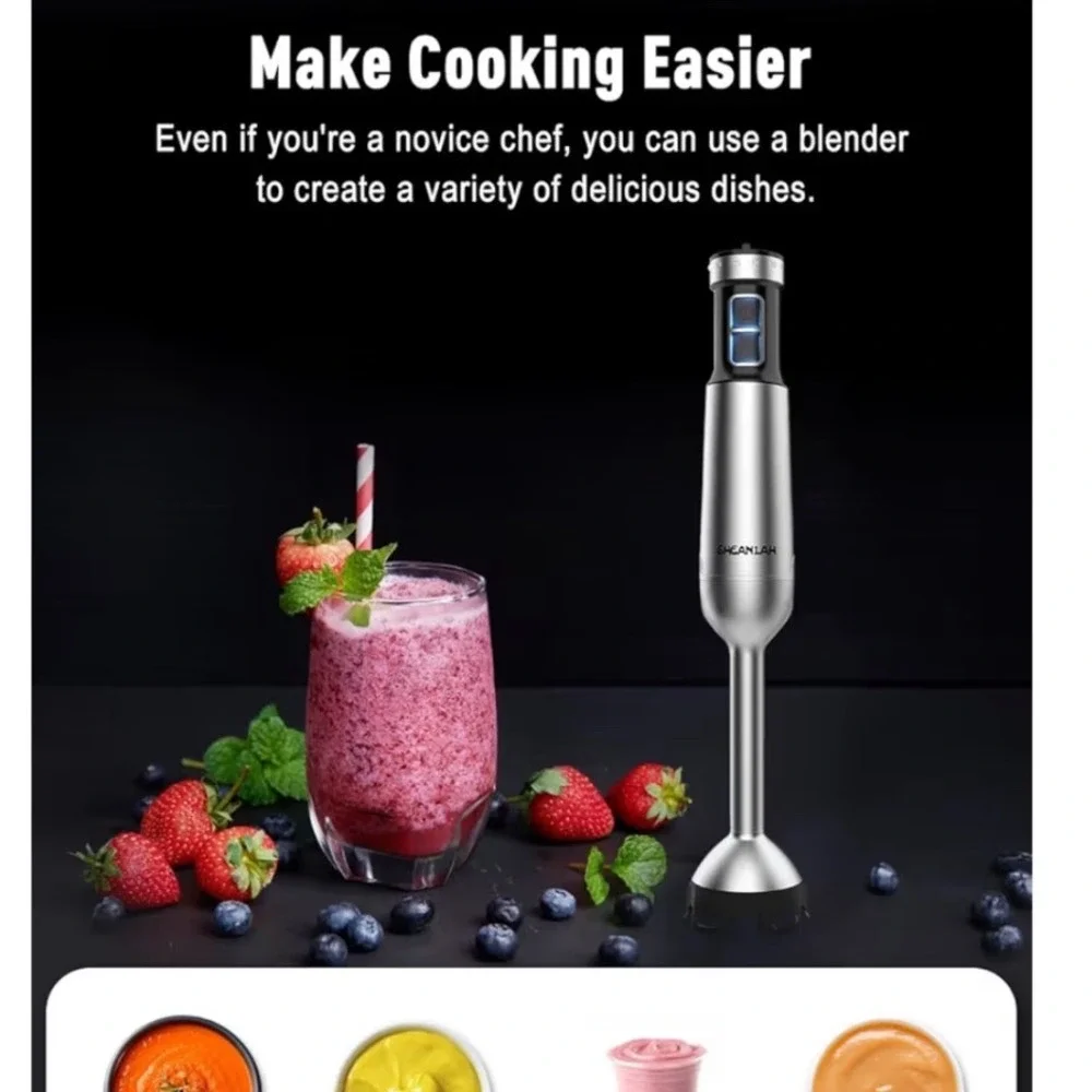 NEW Sheanlah Handheld Stainless Steel Stick Mixer Immersion Blender